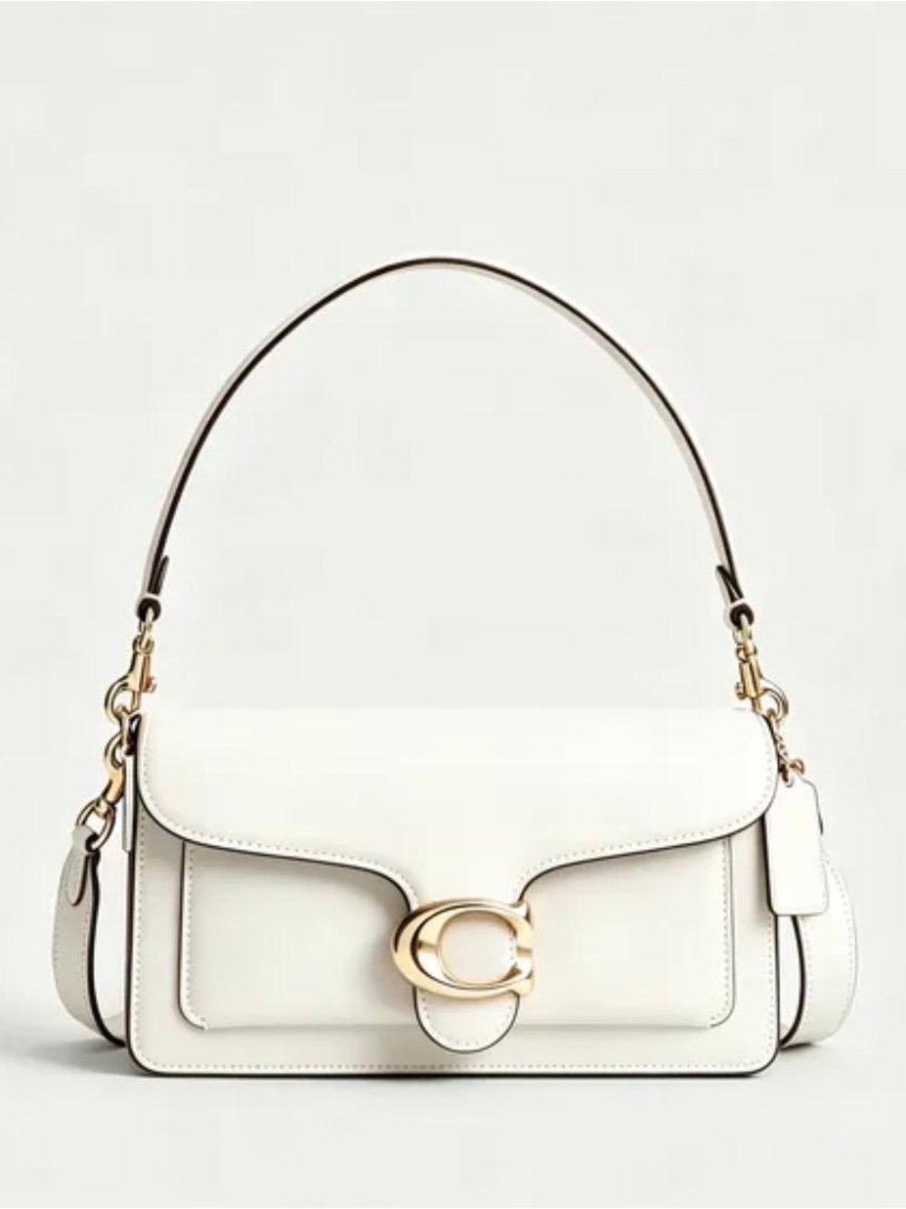 Coach Cream Leather Shoulder Bag with Gold Hardware